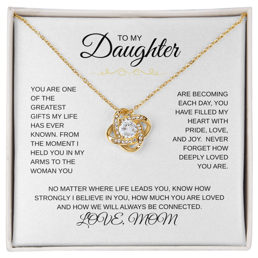 To My Daughter Love Knot Necklace
