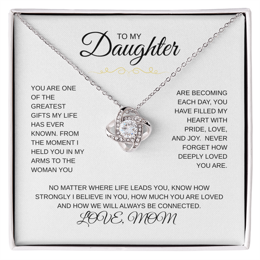 To My Daughter Love Knot Necklace